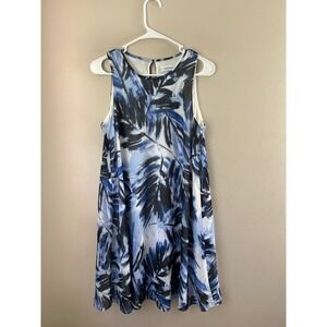 Calvin Klein Women's Blue Floral  Boho Print Sleeveless Dress  10 Vacation